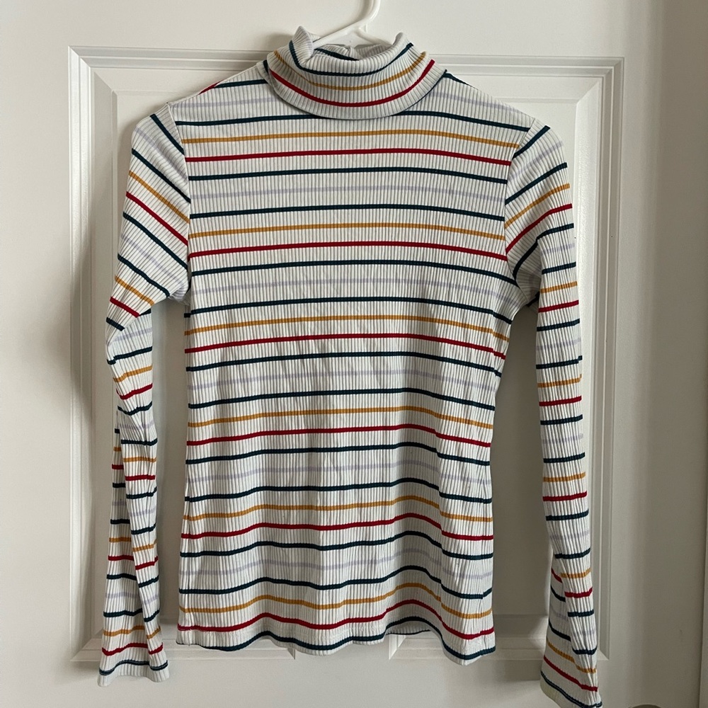 Old Navy Rainbow Striped Long-Sleeved Turtleneck. Size S, Rainbow.